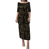 Hawaii Brown Plumeria Lei Black Family Matching Puletasi and Hawaiian Shirt Frangipani Floral Heritage Art LT01 Mom's Dress Black - Polynesian Pride
