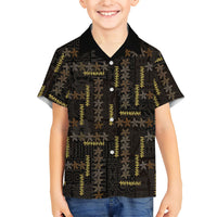 Hawaii Brown Plumeria Lei Black Family Matching Summer Maxi Dress and Hawaiian Shirt Frangipani Floral Heritage Art LT01 Son's Shirt Black - Polynesian Pride