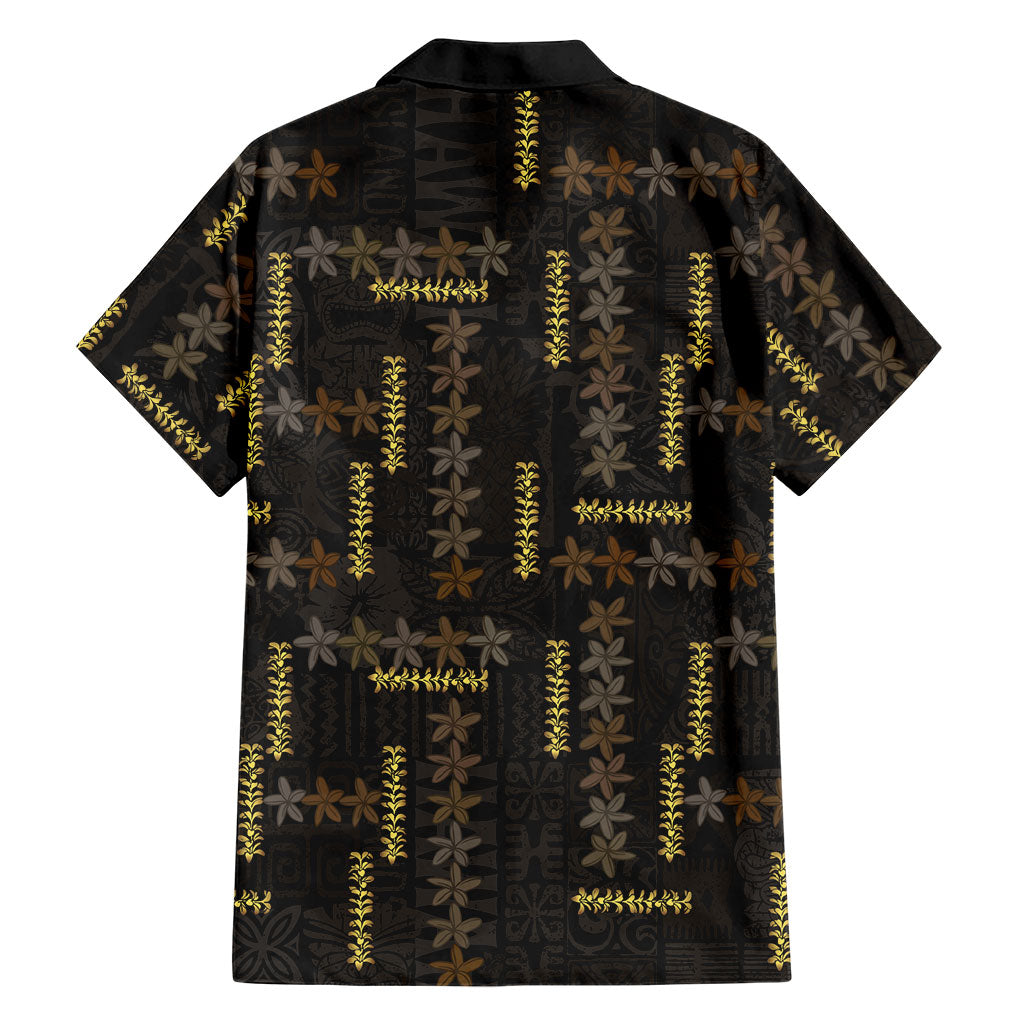 Hawaii Brown Plumeria Lei Black Family Matching Tank Maxi Dress and Hawaiian Shirt Frangipani Floral Heritage Art LT01 - Polynesian Pride