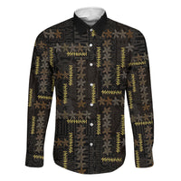 Hawaii Brown Plumeria Lei Black Family Matching Tank Maxi Dress and Hawaiian Shirt Frangipani Floral Heritage Art LT01 Dad's Shirt - Long Sleeve Black - Polynesian Pride