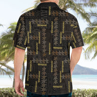 Hawaii Brown Plumeria Lei Black Hawaiian Shirt Frangipani Floral Heritage Art