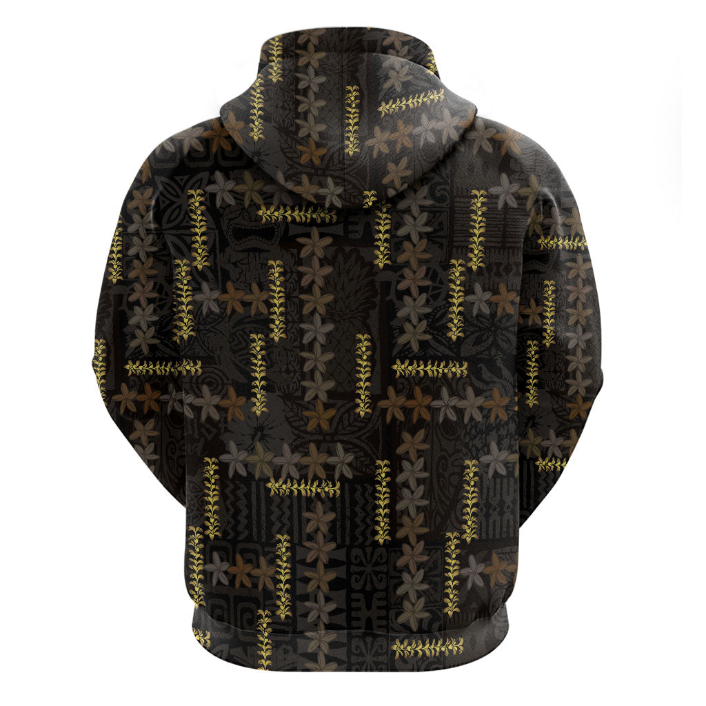Hawaii Brown Plumeria Lei Black Hoodie Frangipani Floral Heritage Art