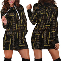 Hawaii Brown Plumeria Lei Black Hoodie Dress Frangipani Floral Heritage Art LT01 - Polynesian Pride