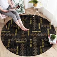 Hawaii Brown Plumeria Lei Black Round Carpet Frangipani Floral Heritage Art