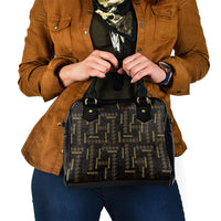 Hawaii Brown Plumeria Lei Black Shoulder Handbag Frangipani Floral Heritage Art