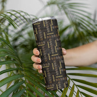 Hawaii Brown Plumeria Lei Black Skinny Tumbler Frangipani Floral Heritage Art LT01 - Polynesian Pride