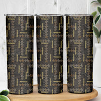Hawaii Brown Plumeria Lei Black Skinny Tumbler Frangipani Floral Heritage Art LT01 - Polynesian Pride