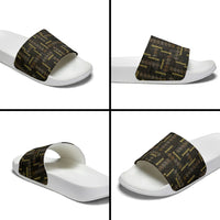 Hawaii Brown Plumeria Lei Black Slide Sandals Frangipani Floral Heritage Art