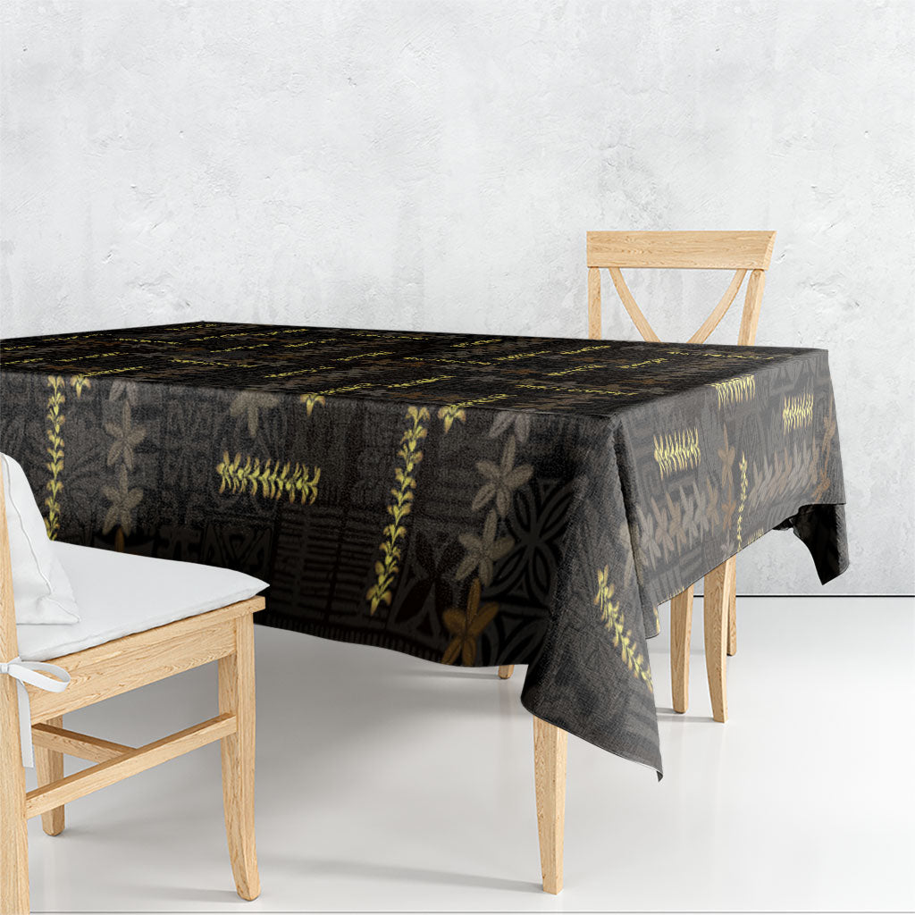 Hawaii Brown Plumeria Lei Black Tablecloth Frangipani Floral Heritage Art