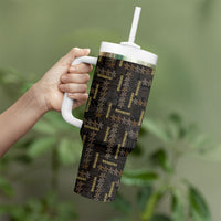 Hawaii Brown Plumeria Lei Black Tumbler With Handle Frangipani Floral Heritage Art