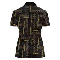 Hawaii Brown Plumeria Lei Black Women Polo Shirt Frangipani Floral Heritage Art LT01 - Polynesian Pride