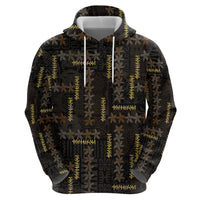 Hawaii Brown Plumeria Lei Black Zip Hoodie Frangipani Floral Heritage Art
