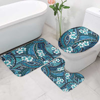 Polynesian Hibiscus Tropical Blue Floral Bathroom Set Tribal Pattern - Polynesian Pride