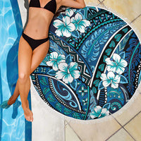 Polynesian Hibiscus Tropical Blue Floral Beach Blanket Tribal Pattern - Polynesian Pride