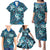 Polynesian Hibiscus Tropical Blue Floral Family Matching Puletasi and Hawaiian Shirt Tribal Pattern - Polynesian Pride