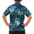 Polynesian Hibiscus Tropical Blue Floral Family Matching Short Sleeve Bodycon Dress and Hawaiian Shirt Tribal Pattern - Polynesian Pride