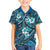 Polynesian Hibiscus Tropical Blue Floral Family Matching Short Sleeve Bodycon Dress and Hawaiian Shirt Tribal Pattern - Polynesian Pride