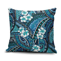 Polynesian Hibiscus Tropical Blue Floral Pillow Cover Tribal Pattern - Polynesian Pride