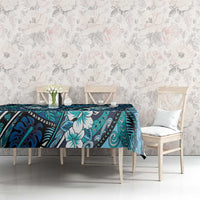 Polynesian Hibiscus Tropical Blue Floral Tablecloth Tribal Pattern - Polynesian Pride