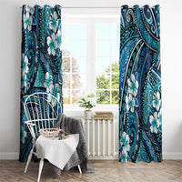 Polynesian Hibiscus Tropical Blue Floral Window Curtain Tribal Pattern - Polynesian Pride