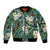 Polynesian Hibiscus Tropical Green Floral Bomber Jacket Tribal Pattern - Polynesian Pride