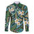 Polynesian Hibiscus Tropical Green Floral Family Matching Long Sleeve Bodycon Dress and Hawaiian Shirt Tribal Pattern - Polynesian Pride