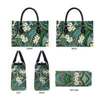 Polynesian Hibiscus Tropical Green Floral Leather Bag Tribal Pattern - Polynesian Pride