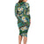 Polynesian Hibiscus Tropical Green Floral Long Sleeve Bodycon Dress Tribal Pattern - Polynesian Pride
