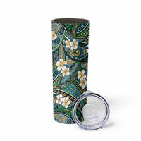 Polynesian Hibiscus Tropical Green Floral Skinny Tumbler Tribal Pattern - Polynesian Pride