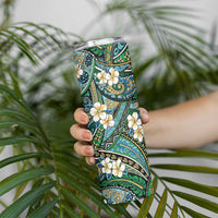 Polynesian Hibiscus Tropical Green Floral Skinny Tumbler Tribal Pattern - Polynesian Pride