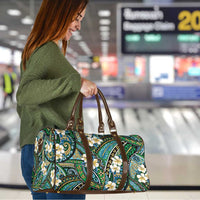 Polynesian Hibiscus Tropical Green Floral Travel Bag Tribal Pattern - Polynesian Pride
