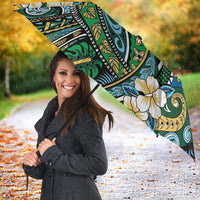 Polynesian Hibiscus Tropical Green Floral Umbrella Tribal Pattern - Polynesian Pride