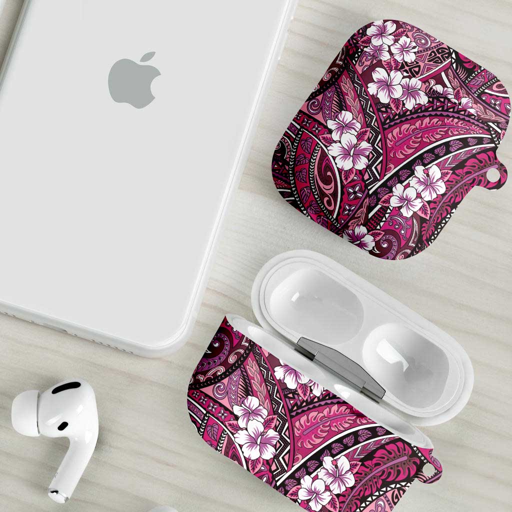 Polynesian Hibiscus Tropical Pink Floral AirPods Case Tribal Pattern - Polynesian Pride