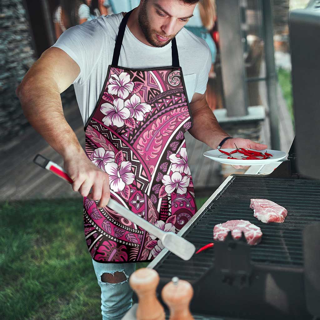 Polynesian Hibiscus Tropical Pink Floral Apron Tribal Pattern - Polynesian Pride