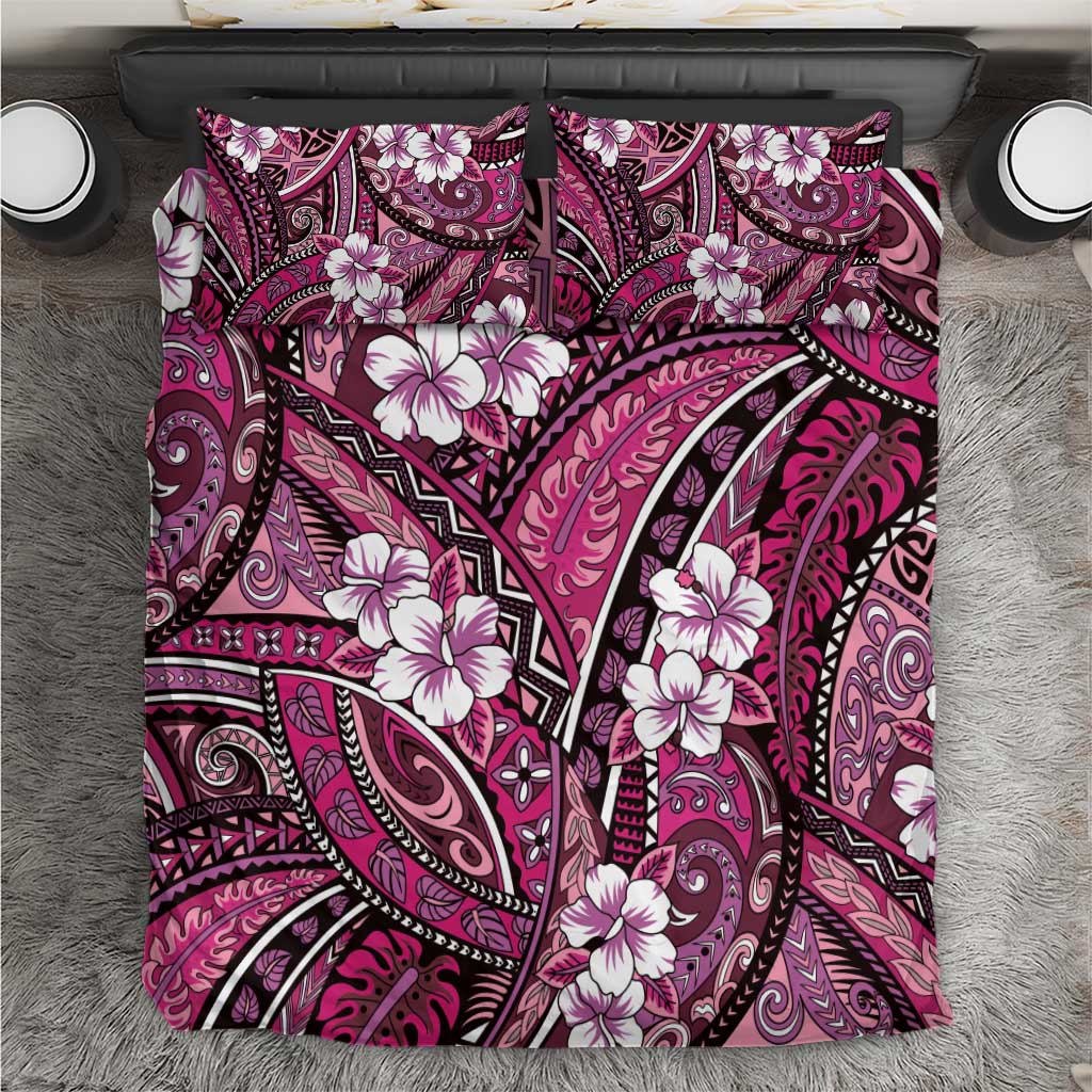 Polynesian Hibiscus Tropical Pink Floral Bedding Set Tribal Pattern - Polynesian Pride