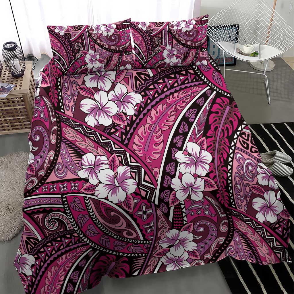 Polynesian Hibiscus Tropical Pink Floral Bedding Set Tribal Pattern - Polynesian Pride