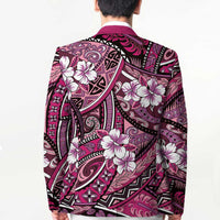 Polynesian Hibiscus Tropical Pink Floral Blazer Tribal Pattern - Polynesian Pride