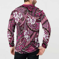 Polynesian Hibiscus Tropical Pink Floral Button Sweatshirt Tribal Pattern LT01 - Polynesian Pride