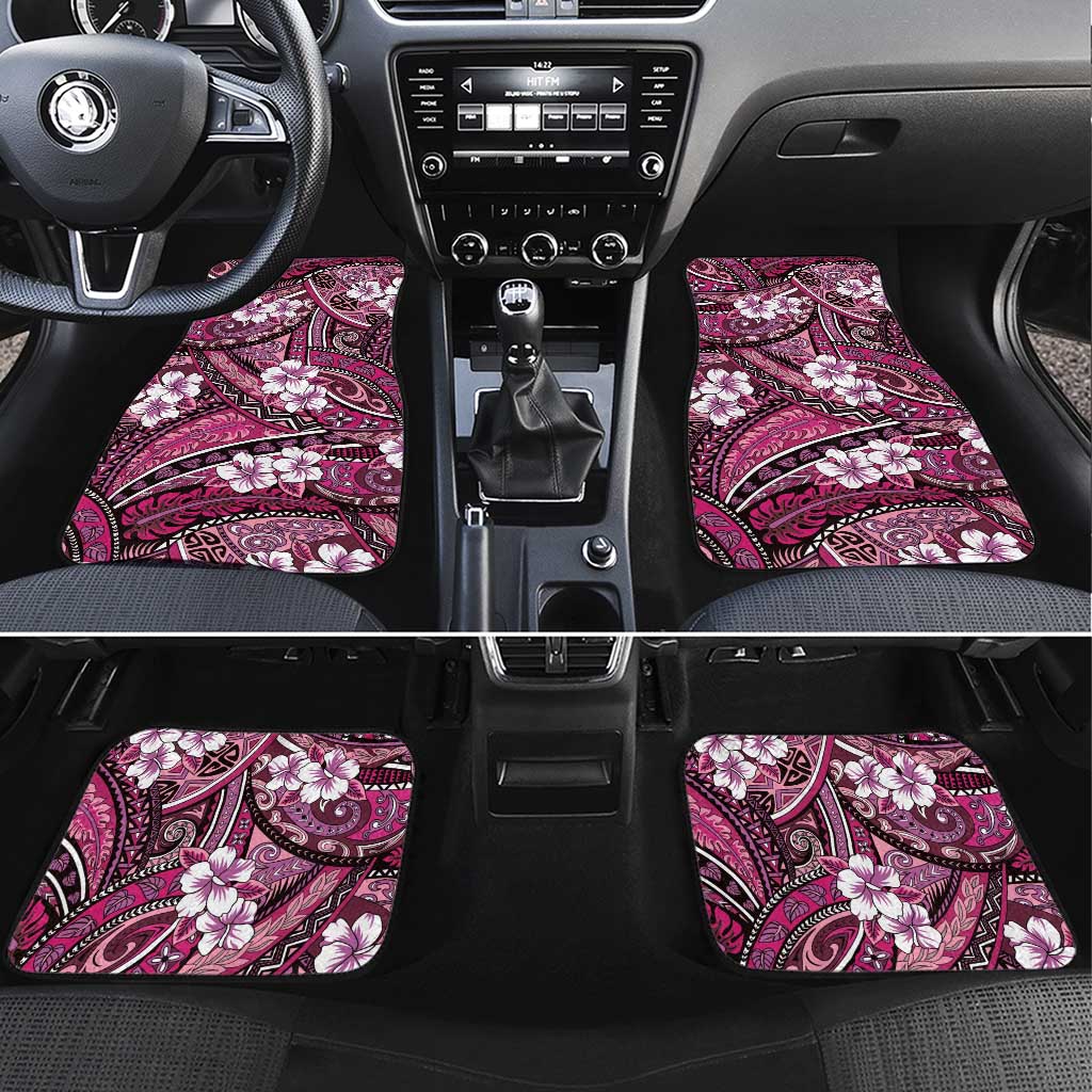 Polynesian Hibiscus Tropical Pink Floral Car Mats Tribal Pattern - Polynesian Pride