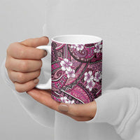 Polynesian Hibiscus Tropical Pink Floral Ceramic Mug Tribal Pattern - Polynesian Pride