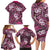 Polynesian Hibiscus Tropical Pink Floral Family Matching Long Sleeve Bodycon Dress and Hawaiian Shirt Tribal Pattern - Polynesian Pride