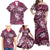 Polynesian Hibiscus Tropical Pink Floral Family Matching Off Shoulder Maxi Dress and Hawaiian Shirt Tribal Pattern - Polynesian Pride