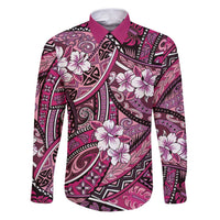 Polynesian Hibiscus Tropical Pink Floral Family Matching Puletasi and Hawaiian Shirt Tribal Pattern - Polynesian Pride
