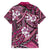 Polynesian Hibiscus Tropical Pink Floral Family Matching Short Sleeve Bodycon Dress and Hawaiian Shirt Tribal Pattern - Polynesian Pride