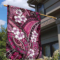 Polynesian Hibiscus Tropical Pink Floral Garden Flag Tribal Pattern - Polynesian Pride