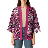 Polynesian Hibiscus Tropical Pink Floral Kimono Tribal Pattern - Polynesian Pride