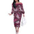 Polynesian Hibiscus Tropical Pink Floral Off The Shoulder Long Sleeve Dress Tribal Pattern - Polynesian Pride