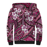 Polynesian Hibiscus Tropical Pink Floral Sherpa Hoodie Tribal Pattern - Polynesian Pride