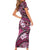 Polynesian Hibiscus Tropical Pink Floral Short Sleeve Bodycon Dress Tribal Pattern - Polynesian Pride