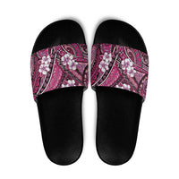 Polynesian Hibiscus Tropical Pink Floral Slide Sandals Tribal Pattern - Polynesian Pride